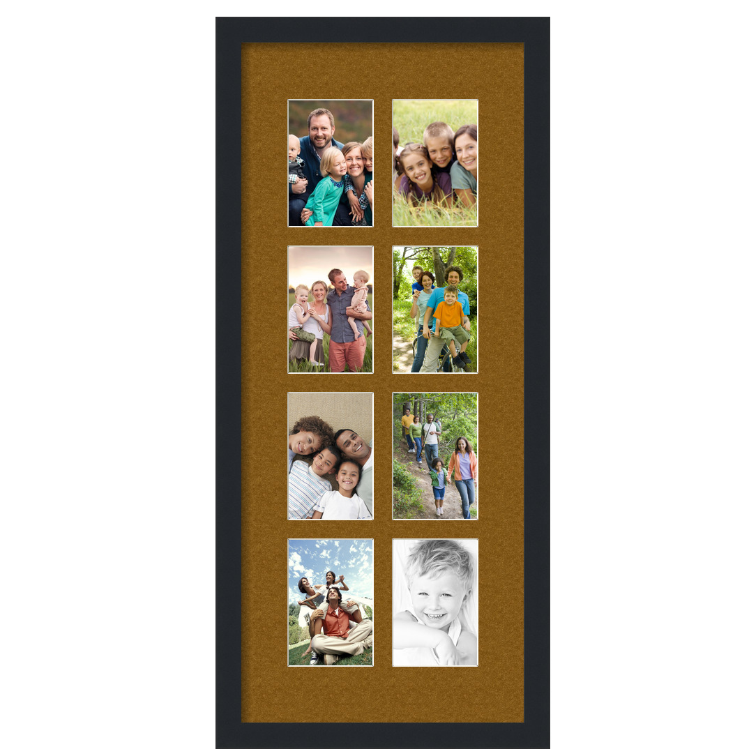 Collage Picture Frame, Satin Black Frame with 8 openings for 4x6 photos with Brown Coronado Mat. D3926EB1540, ArtToframes