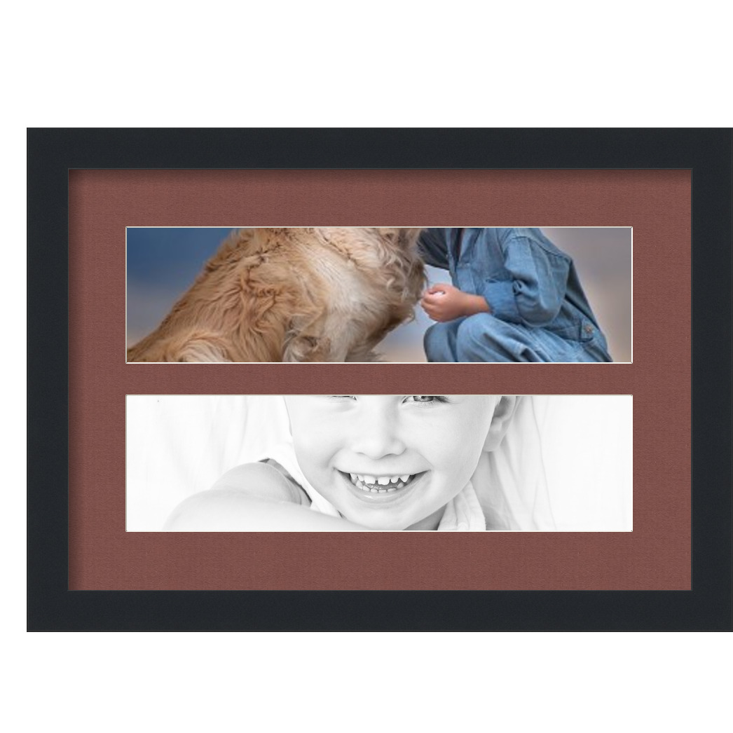Collage Picture Frame, Satin Black Frame with 2 openings for 4x15 photos with Black Brique Mat. D3926DD1980, ArtToframes